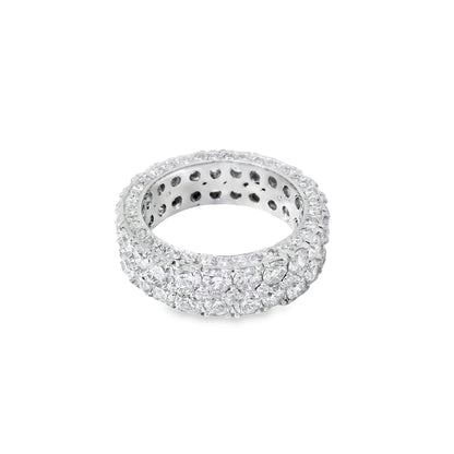 14k White Gold 6.75ctw Two-row Round Brilliant Diamonds Ring