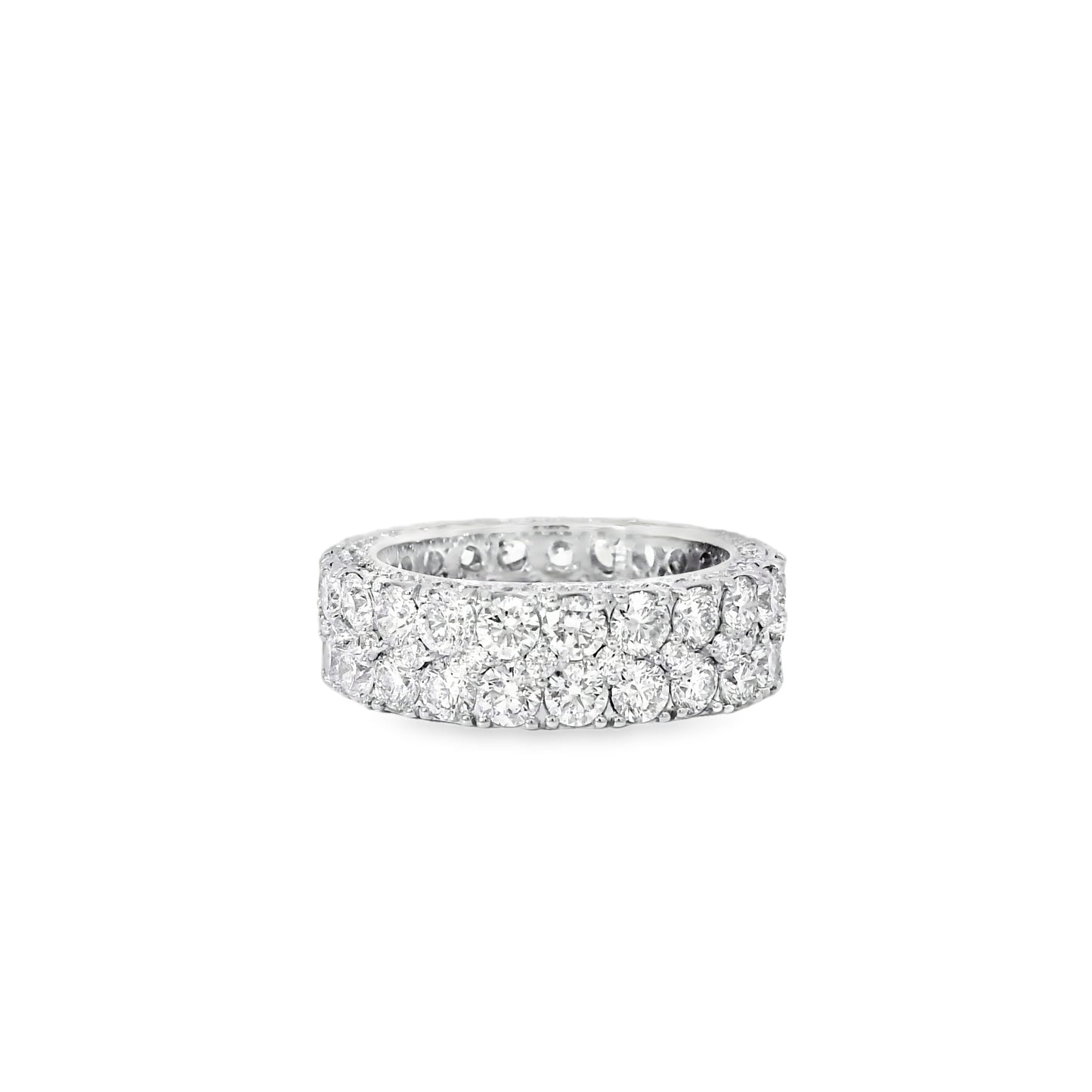 14k White Gold 6.75ctw Two-row Round Brilliant Diamonds Ring