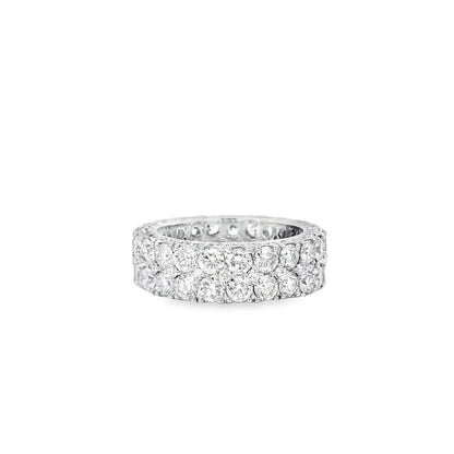 14k White Gold 6.75ctw Two-row Round Brilliant Diamonds Ring