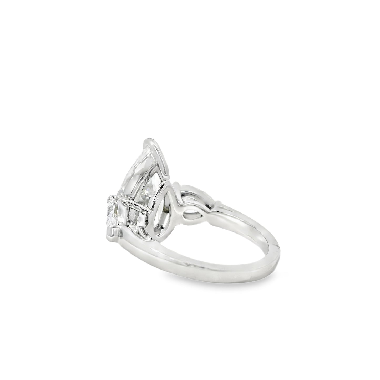 Platinum GIA Certified 7.48ctw Pear Cut Natural Diamond 3 Stone Ring