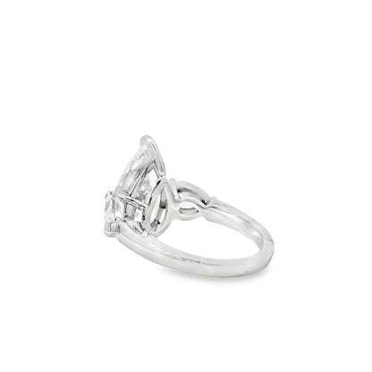 Platinum GIA Certified 7.48ctw Pear Cut Natural Diamond 3 Stone Ring