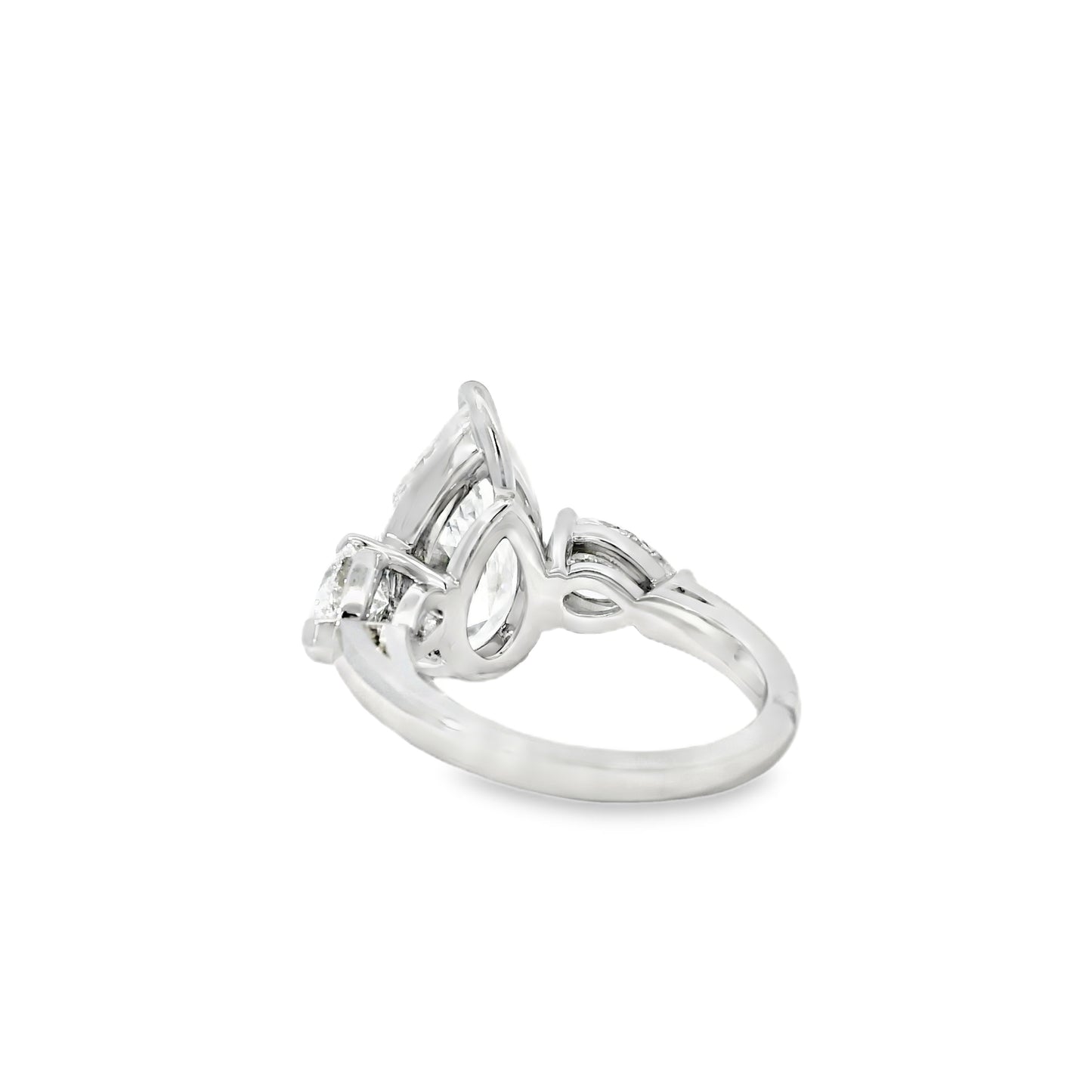 Platinum GIA Certified 7.48ctw Pear Cut Natural Diamond 3 Stone Ring