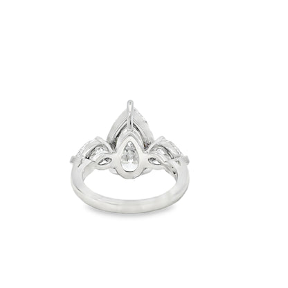 Platinum GIA Certified 7.48ctw Pear Cut Natural Diamond 3 Stone Ring