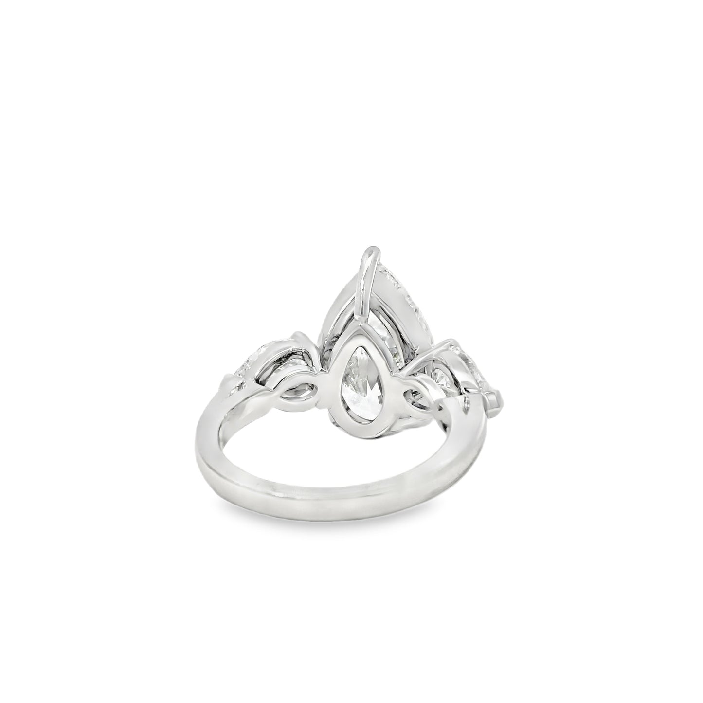 Platinum GIA Certified 7.48ctw Pear Cut Natural Diamond 3 Stone Ring