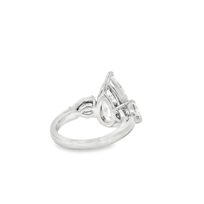 Platinum GIA Certified 7.48ctw Pear Cut Natural Diamond 3 Stone Ring