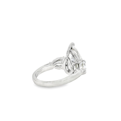 Platinum GIA Certified 7.48ctw Pear Cut Natural Diamond 3 Stone Ring