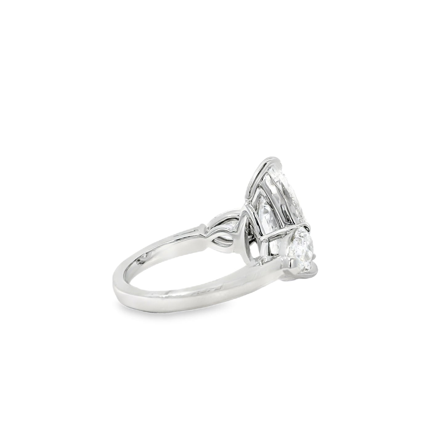 Platinum GIA Certified 7.48ctw Pear Cut Natural Diamond 3 Stone Ring