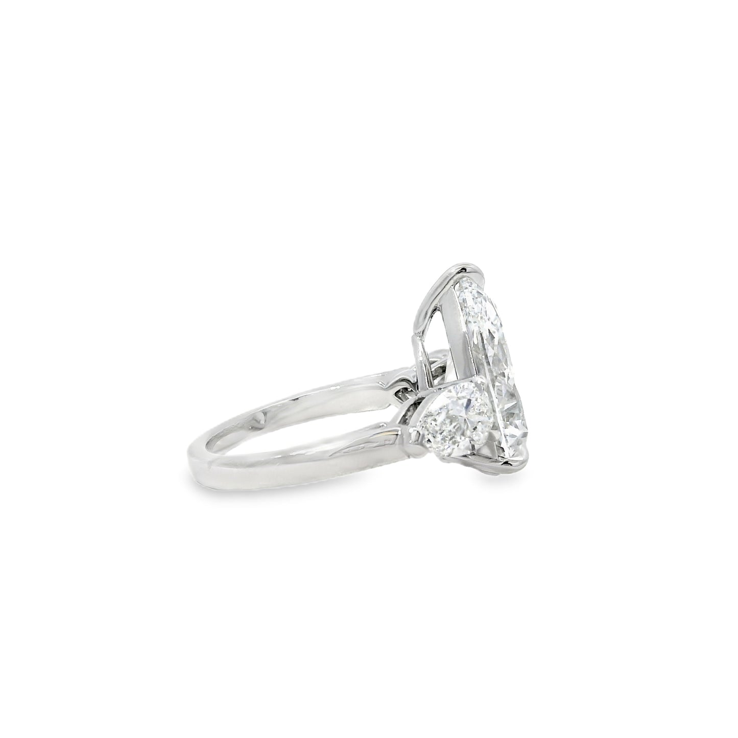 Platinum GIA Certified 7.48ctw Pear Cut Natural Diamond 3 Stone Ring