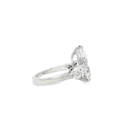 Platinum GIA Certified 7.48ctw Pear Cut Natural Diamond 3 Stone Ring
