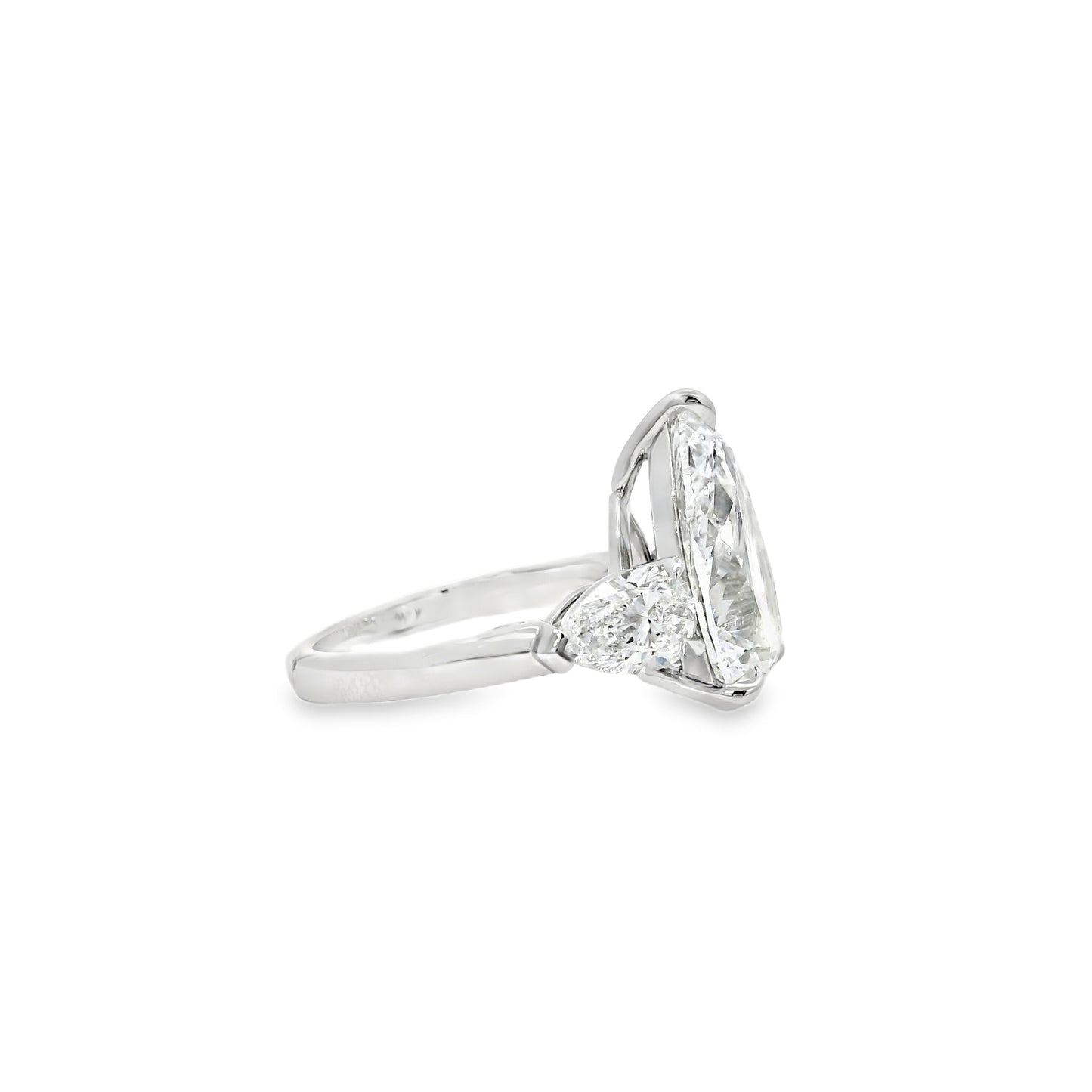 Platinum GIA Certified 7.48ctw Pear Cut Natural Diamond 3 Stone Ring