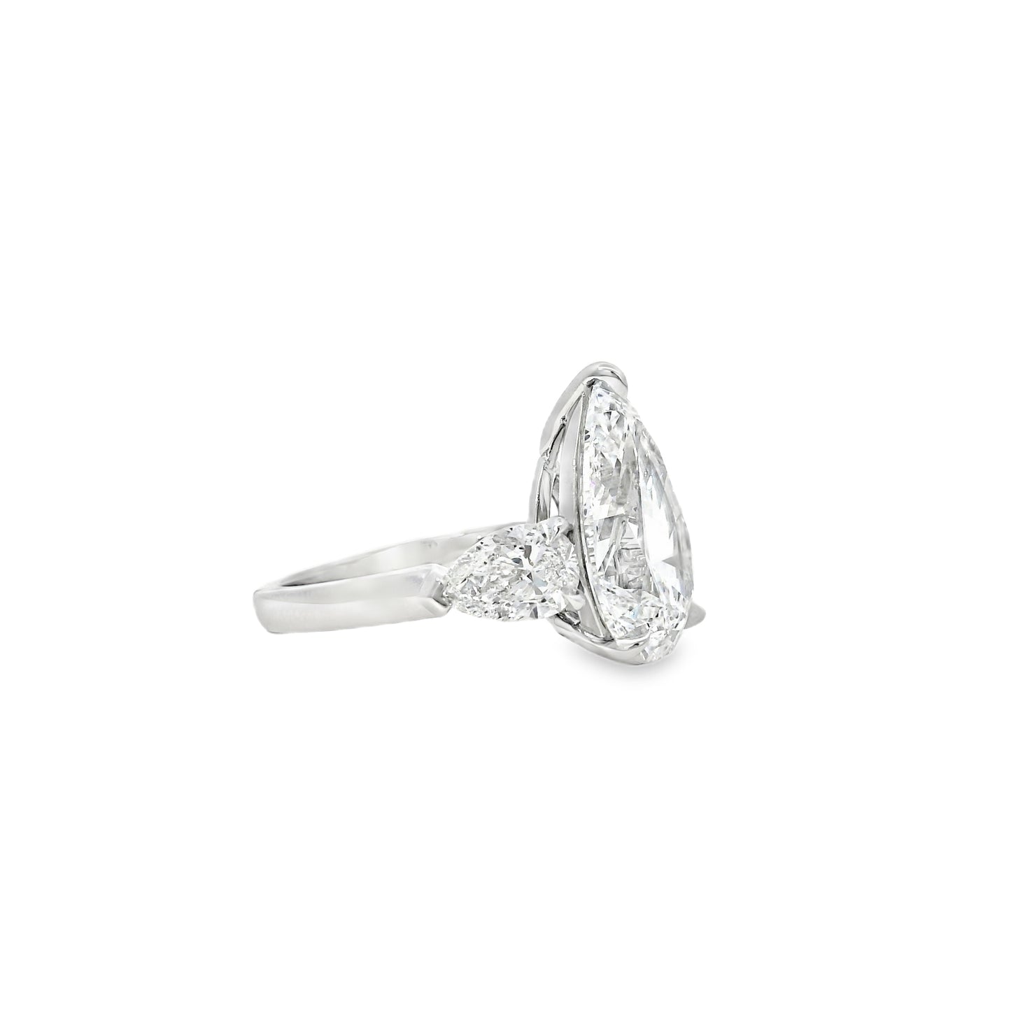 Platinum GIA Certified 7.48ctw Pear Cut Natural Diamond 3 Stone Ring