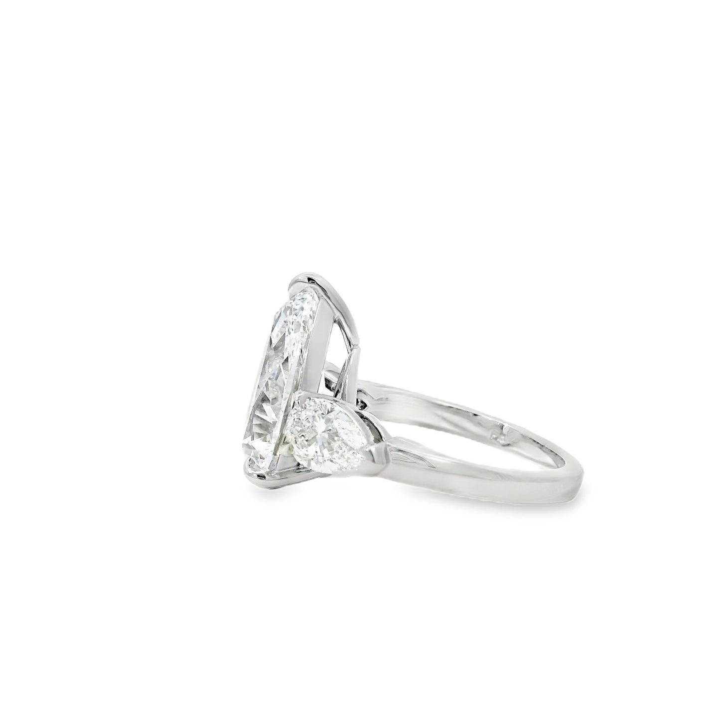 Platinum GIA Certified 7.48ctw Pear Cut Natural Diamond 3 Stone Ring