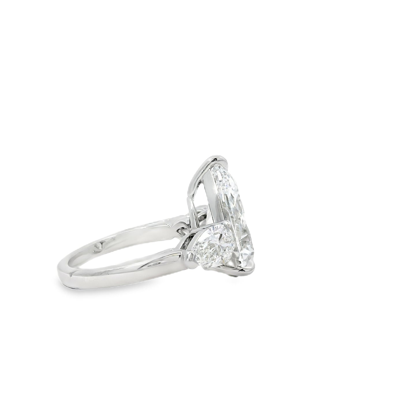 Platinum GIA Certified 7.48ctw Pear Cut Natural Diamond 3 Stone Ring