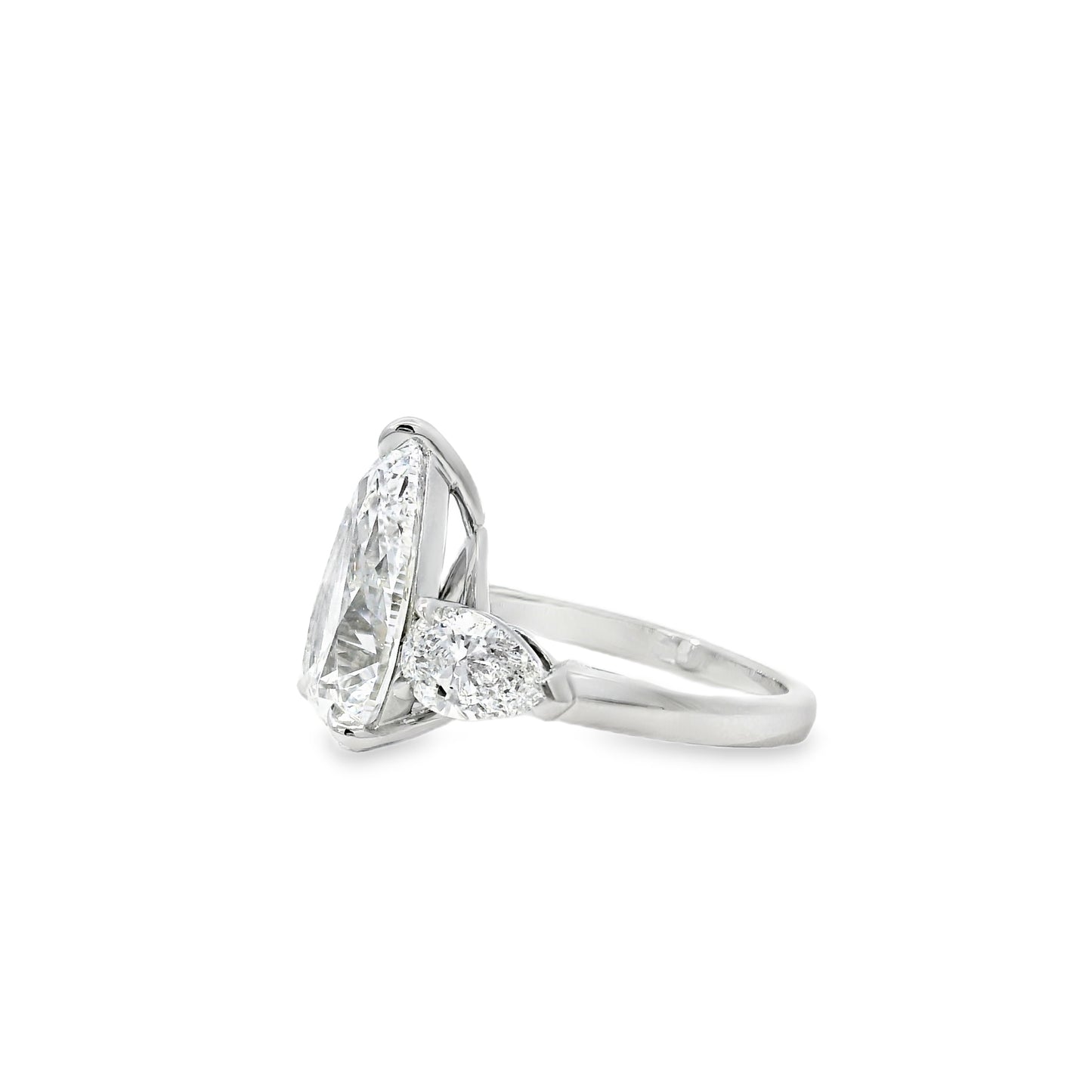 Platinum GIA Certified 7.48ctw Pear Cut Natural Diamond 3 Stone Ring
