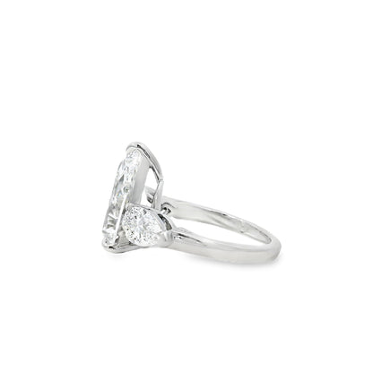 Platinum GIA Certified 7.48ctw Pear Cut Natural Diamond 3 Stone Ring