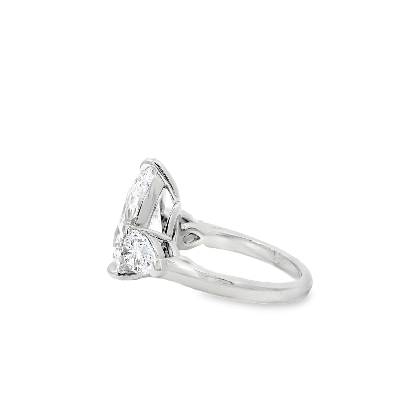 Platinum GIA Certified 7.48ctw Pear Cut Natural Diamond 3 Stone Ring
