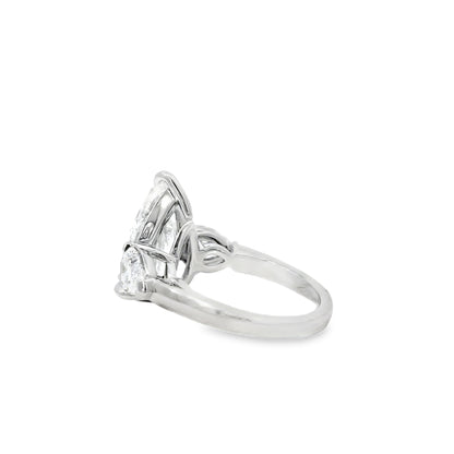 Platinum GIA Certified 7.48ctw Pear Cut Natural Diamond 3 Stone Ring