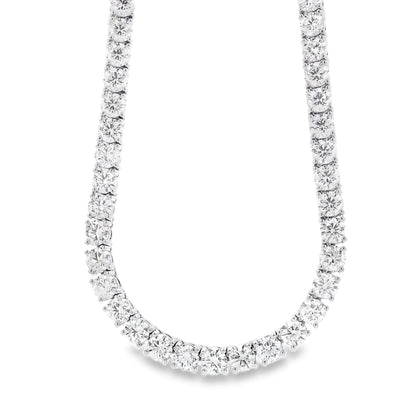14k White Gold 41.20ctw Natural Round Brilliant Diamond Tennis Necklace