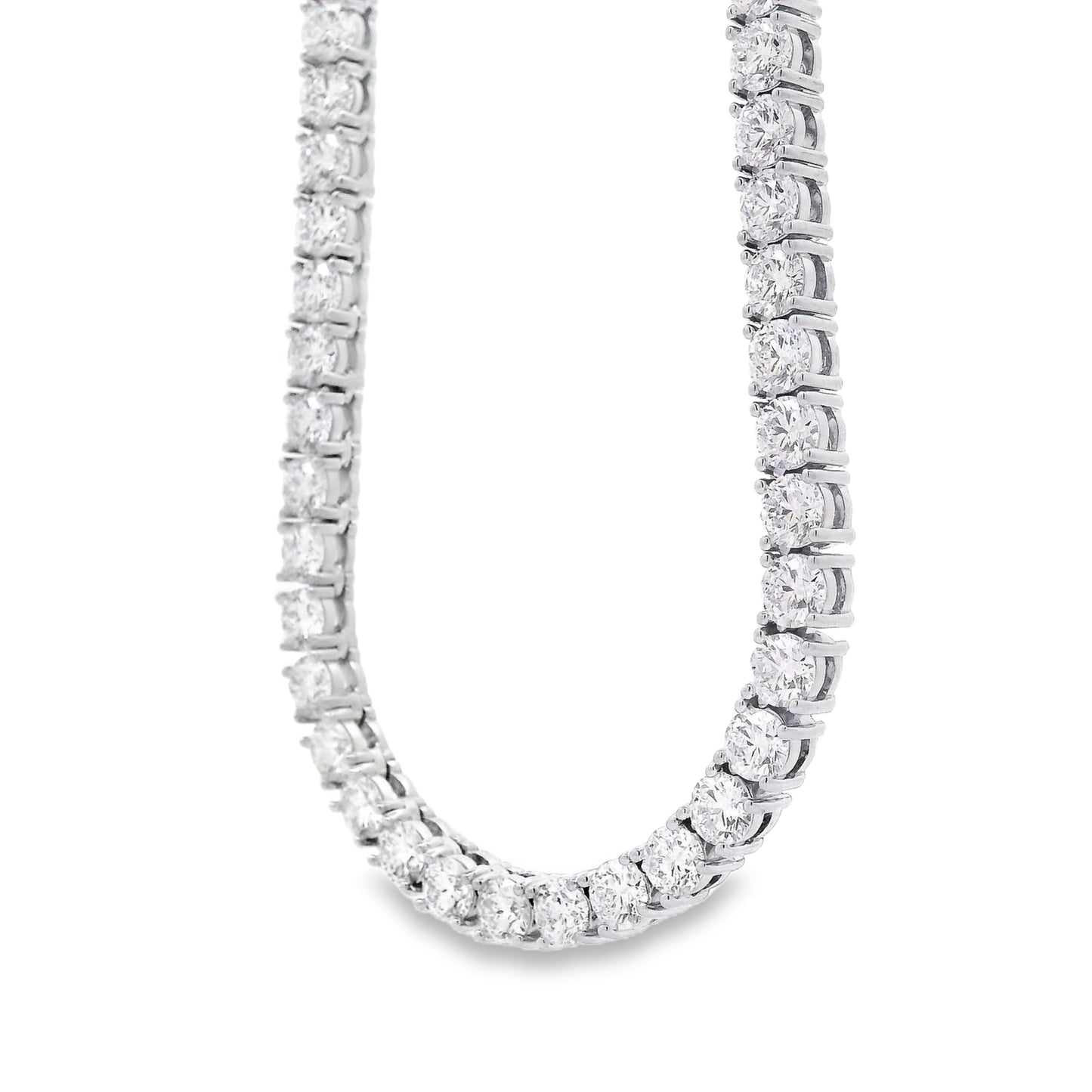 14k White Gold 41.20ctw Natural Round Brilliant Diamond Tennis Necklace