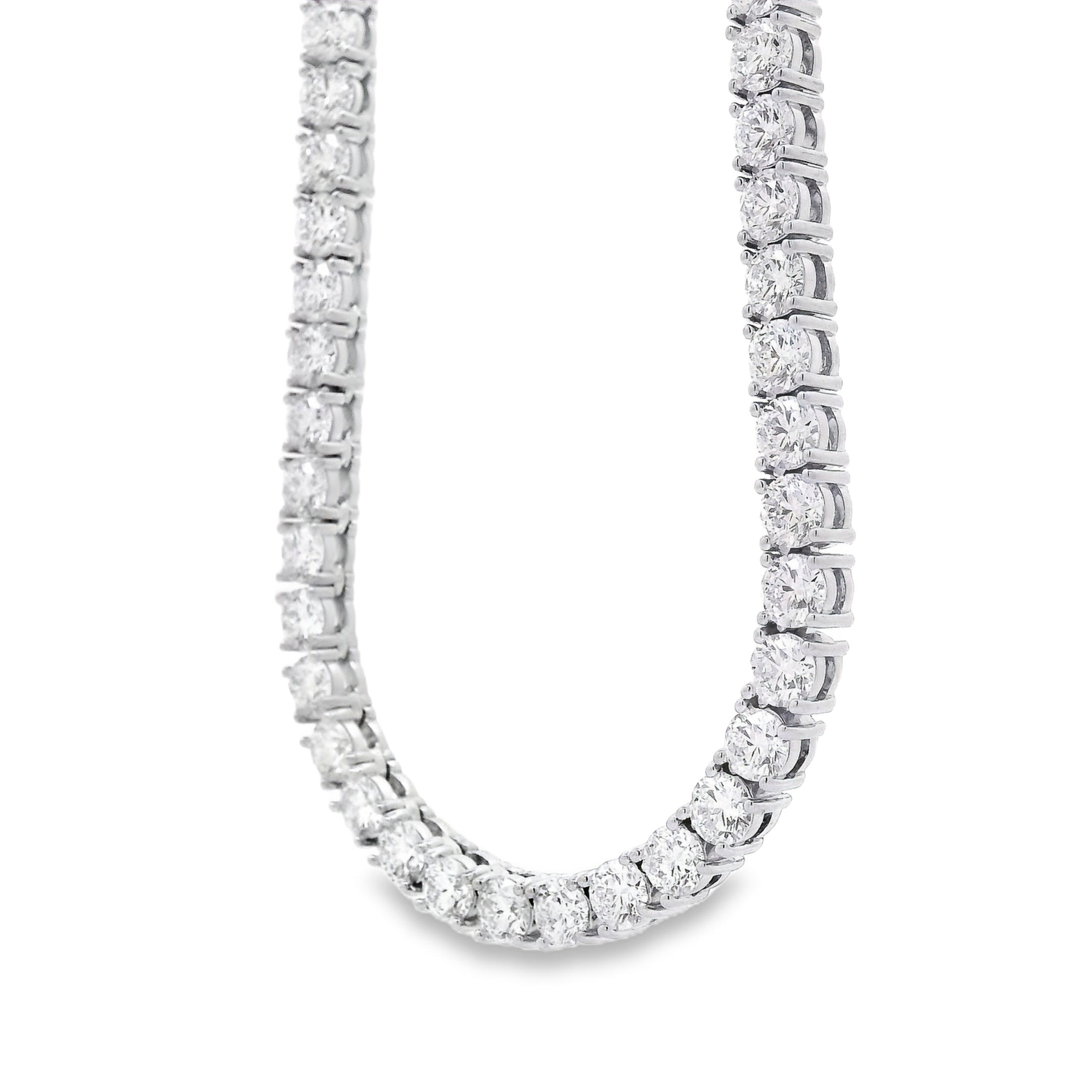 14k White Gold 41.20ctw Natural Round Brilliant Diamond Tennis Necklace