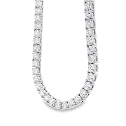14k White Gold 41.20ctw Natural Round Brilliant Diamond Tennis Necklace