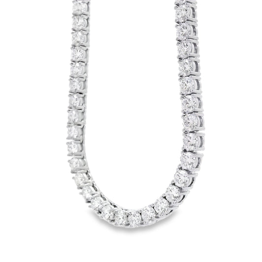 14k White Gold 41.20ctw Natural Round Brilliant Diamond Tennis Necklace