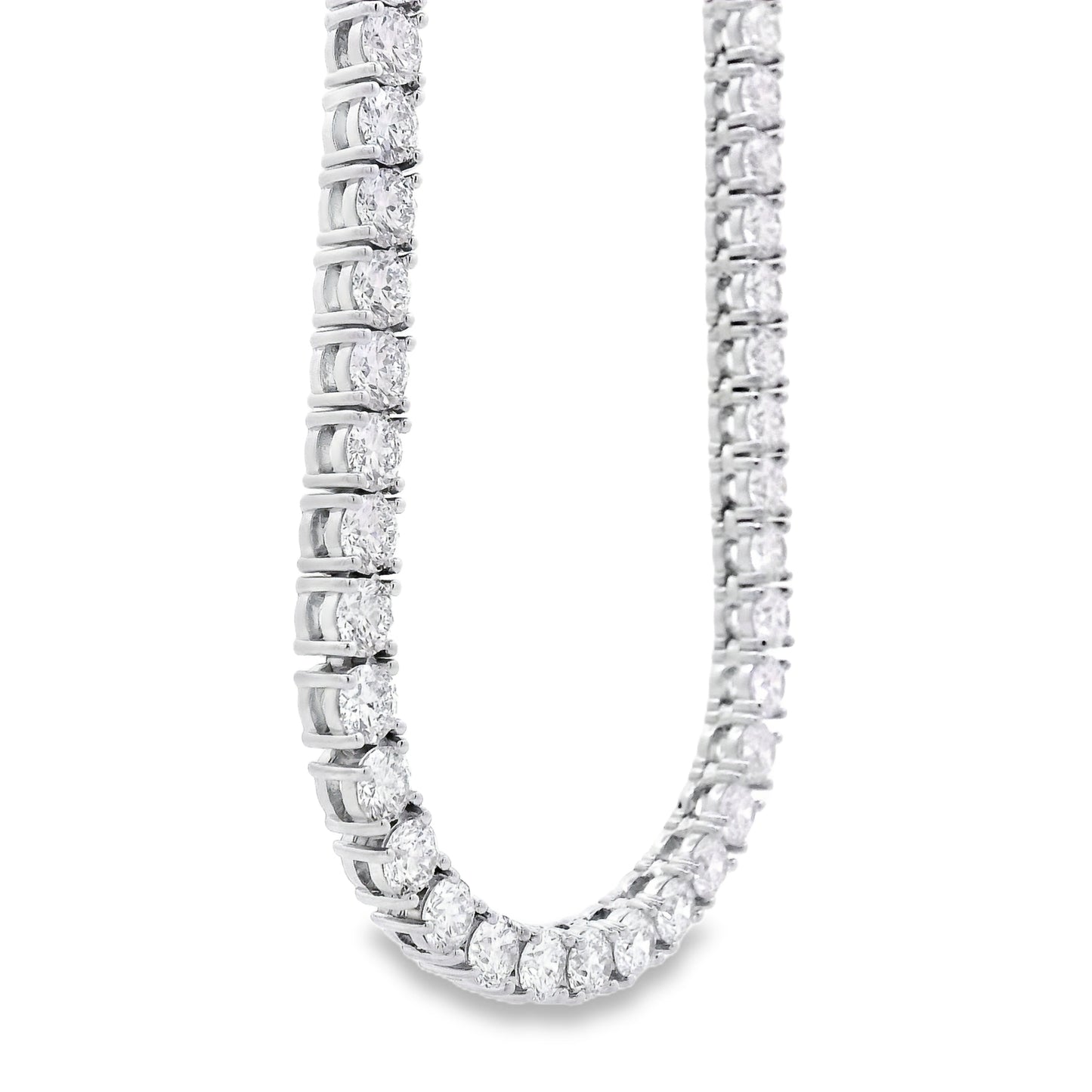 14k White Gold 41.20ctw Natural Round Brilliant Diamond Tennis Necklace