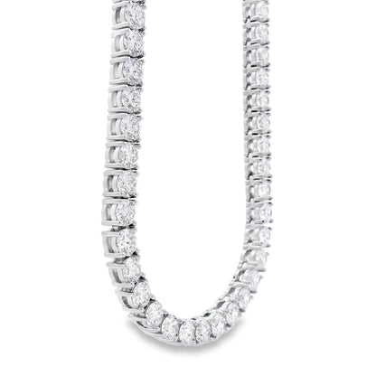 14k White Gold 41.20ctw Natural Round Brilliant Diamond Tennis Necklace