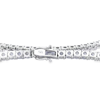 14k White Gold 41.20ctw Natural Round Brilliant Diamond Tennis Necklace