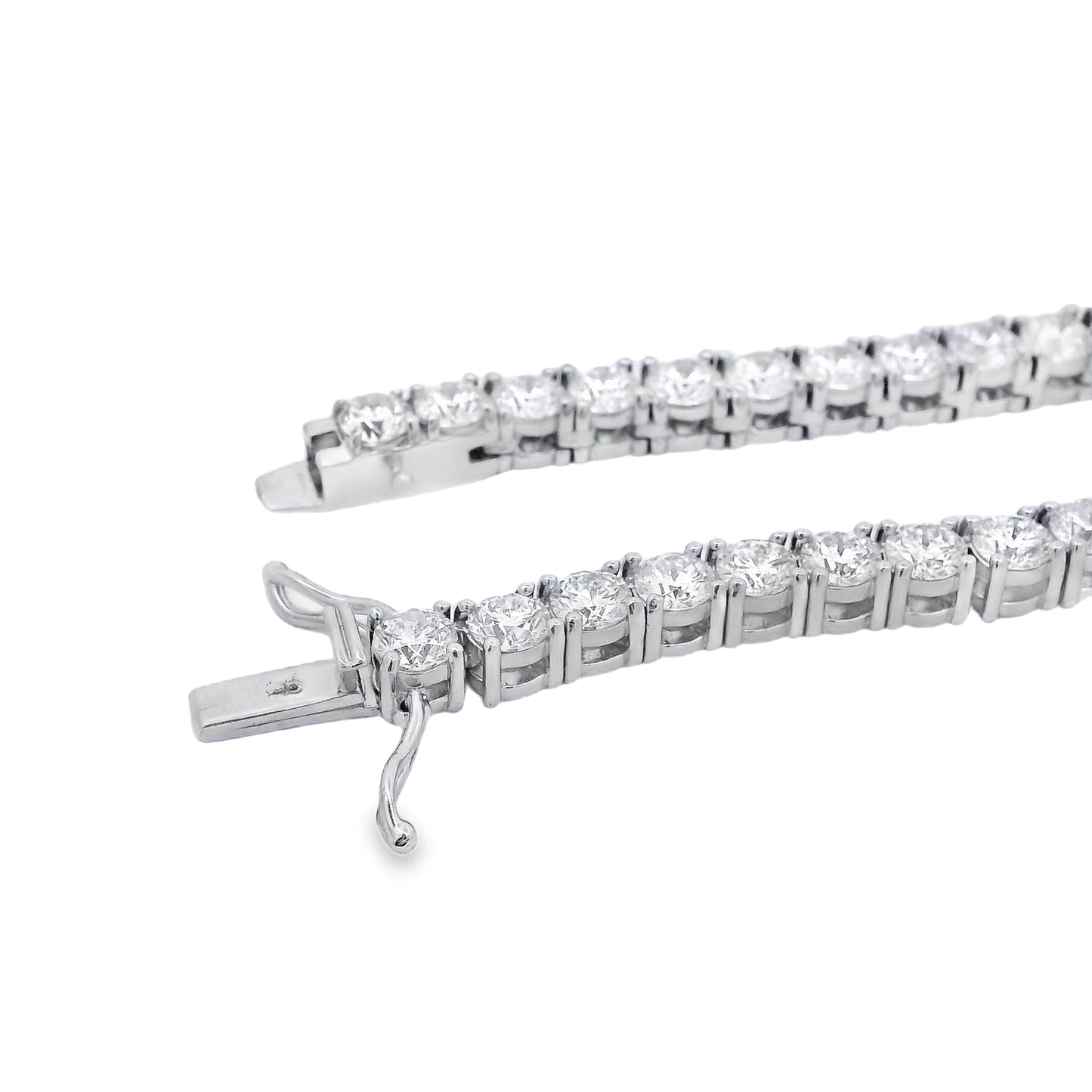 14k White Gold 41.20ctw Natural Round Brilliant Diamond Tennis Necklace