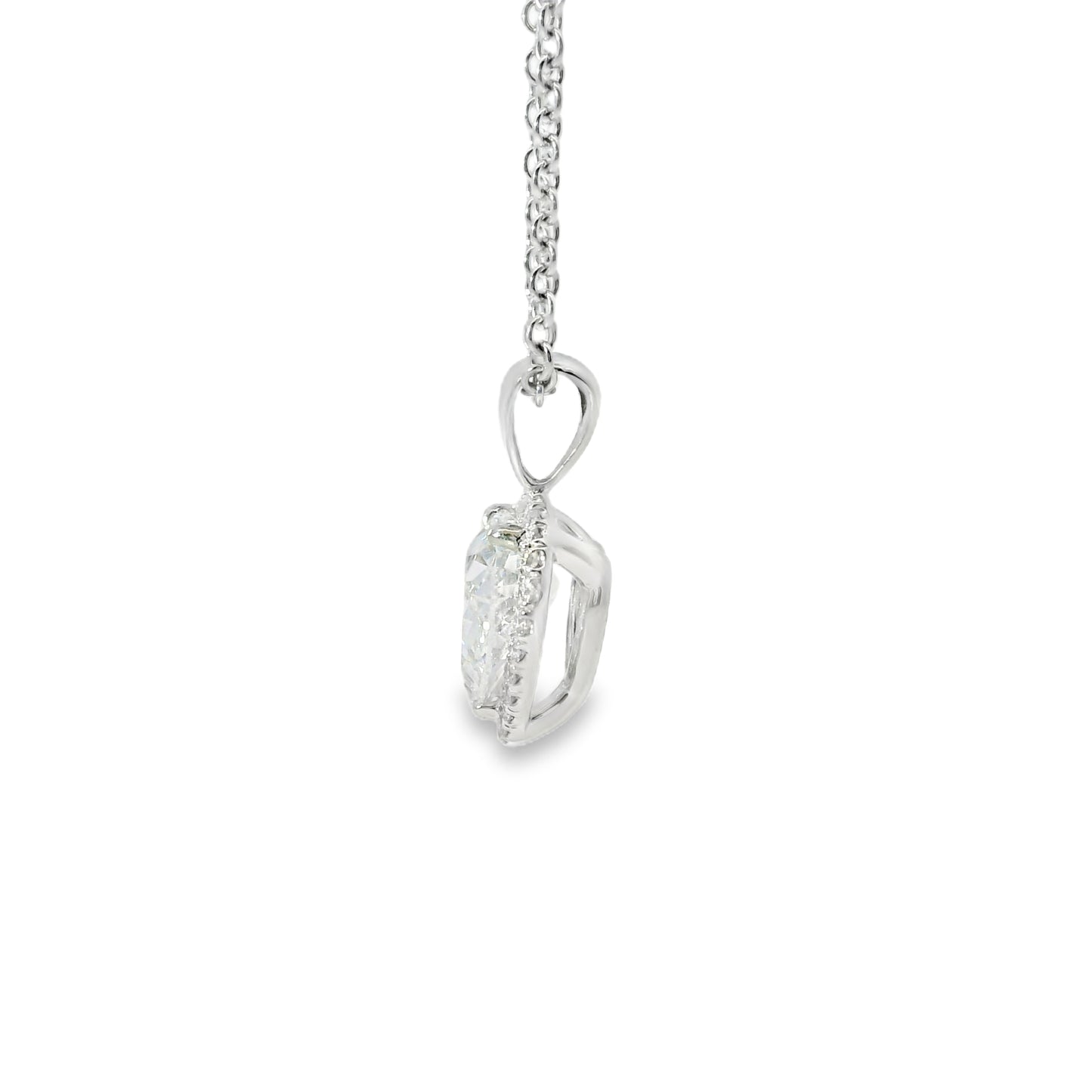 14k White Gold GIA Certified 2.08ct Heart Cut Natural Diamond Pendant Necklace