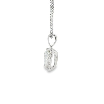 14k White Gold GIA Certified 2.08ct Heart Cut Natural Diamond Pendant Necklace
