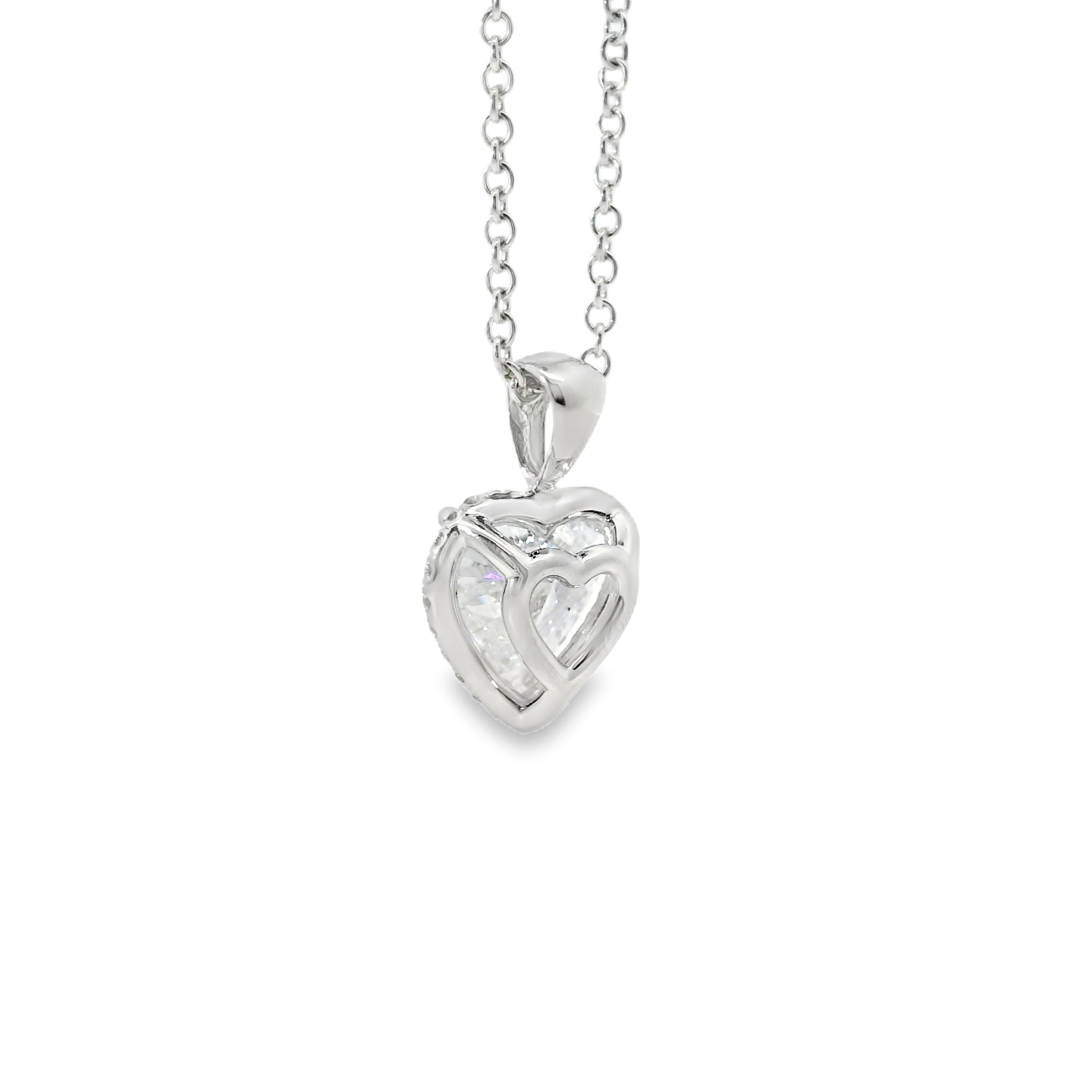 14k White Gold GIA Certified 2.08ct Heart Cut Natural Diamond Pendant Necklace