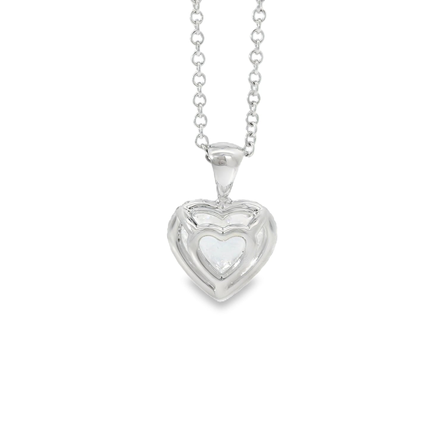 14k White Gold GIA Certified 2.08ct Heart Cut Natural Diamond Pendant Necklace