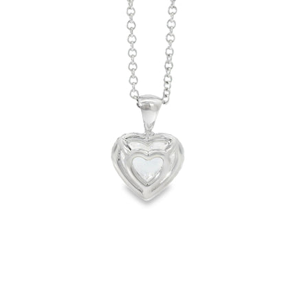 14k White Gold GIA Certified 2.08ct Heart Cut Natural Diamond Pendant Necklace