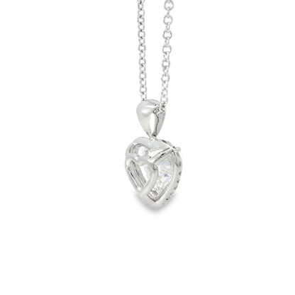 14k White Gold GIA Certified 2.08ct Heart Cut Natural Diamond Pendant Necklace
