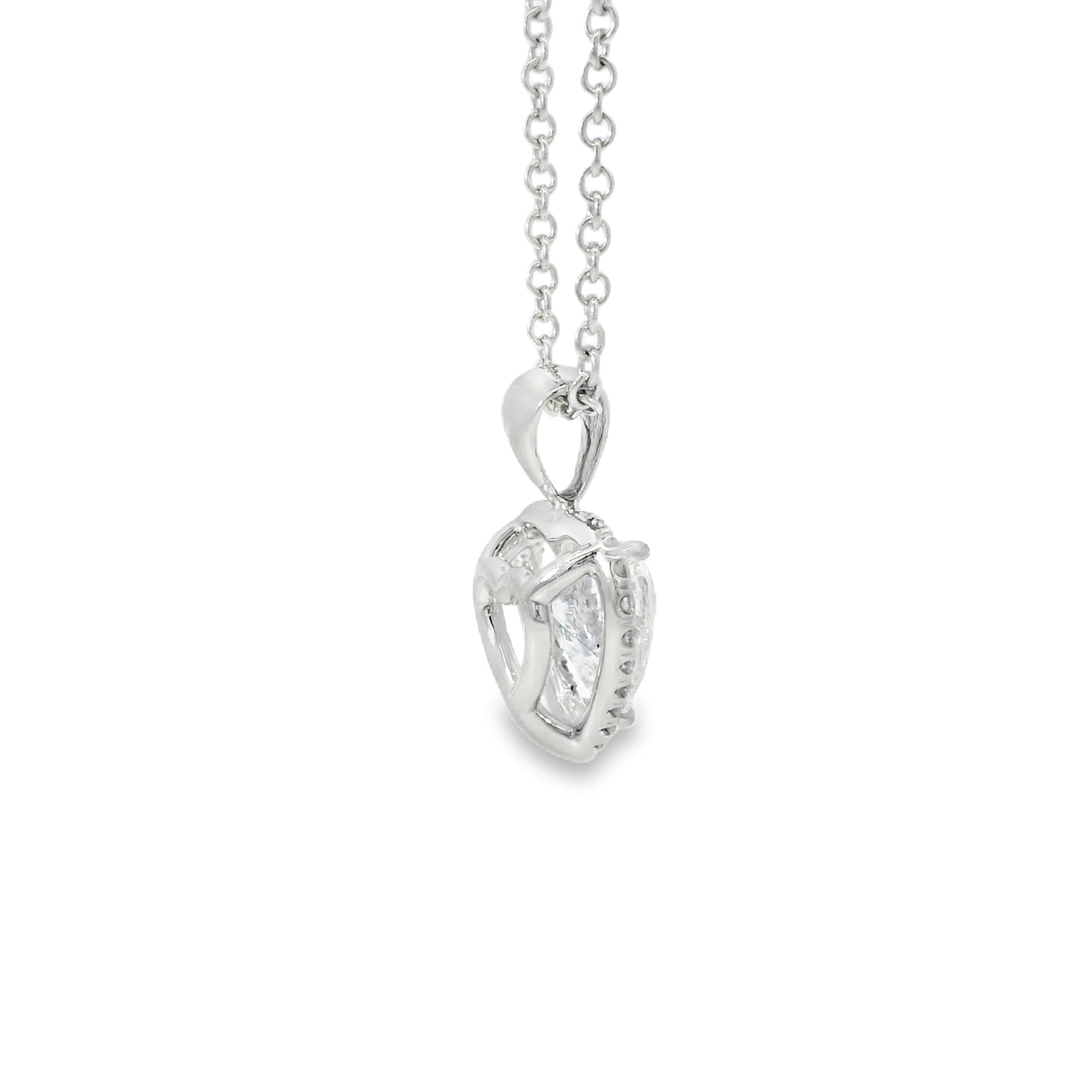 14k White Gold GIA Certified 2.08ct Heart Cut Natural Diamond Pendant Necklace