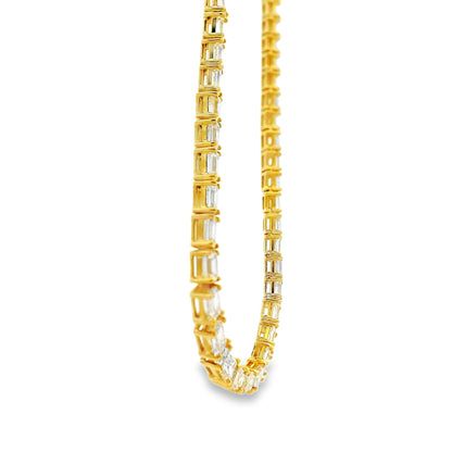 18k Yellow Gold 8.44ctw Half Way Emerald Cut Necklace