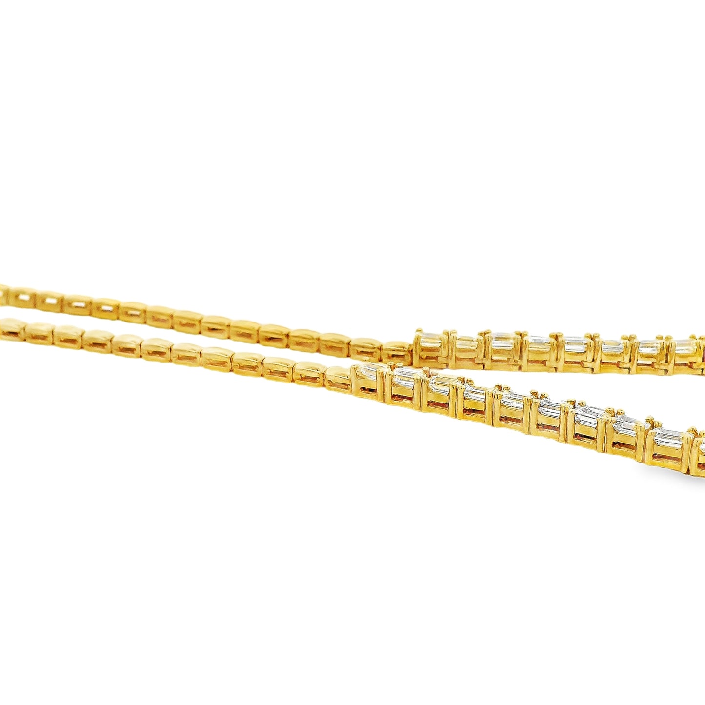 18k Yellow Gold 8.44ctw Half Way Emerald Cut Necklace
