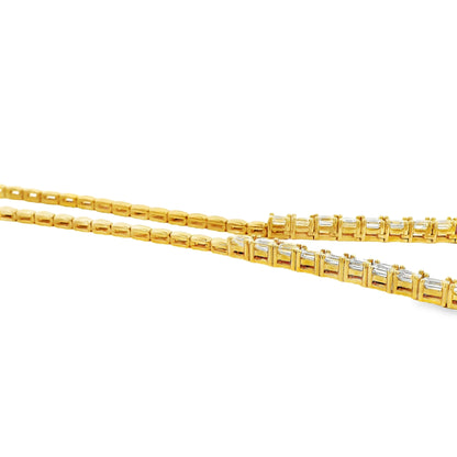 18k Yellow Gold 8.44ctw Half Way Emerald Cut Necklace