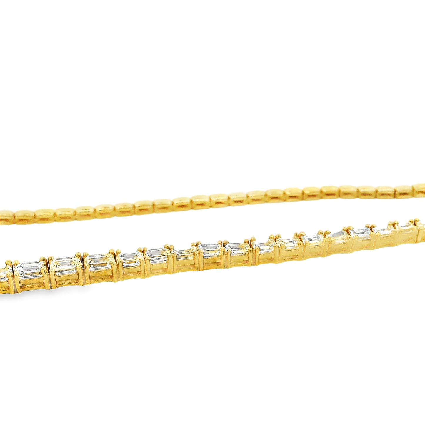 18k Yellow Gold 8.44ctw Half Way Emerald Cut Necklace