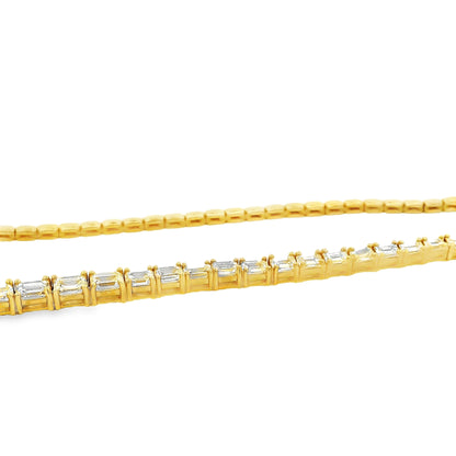 18k Yellow Gold 8.44ctw Half Way Emerald Cut Necklace