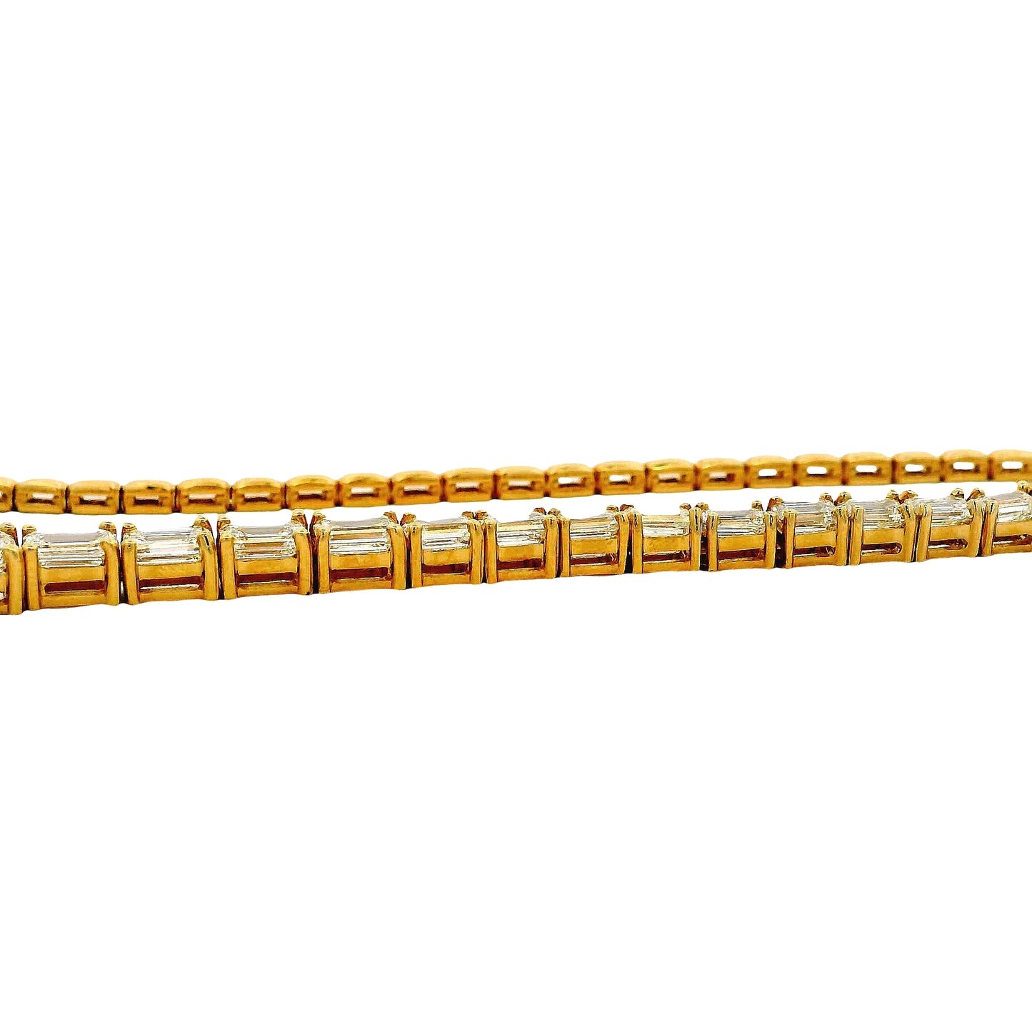 18k Yellow Gold 8.44ctw Half Way Emerald Cut Necklace