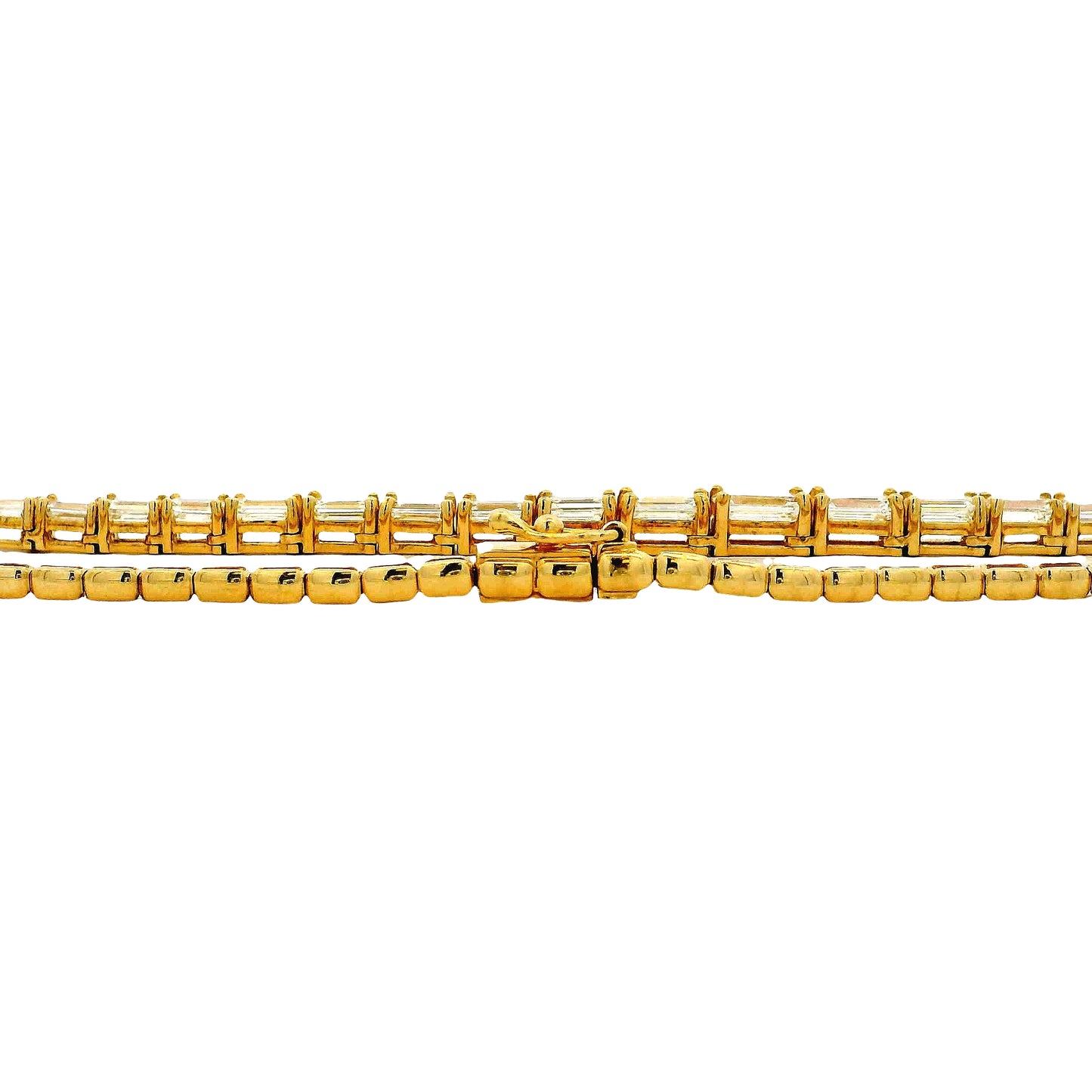 18k Yellow Gold 8.44ctw Half Way Emerald Cut Necklace