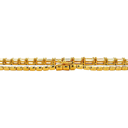 18k Yellow Gold 8.44ctw Half Way Emerald Cut Necklace