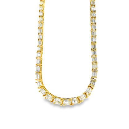 18k Yellow Gold 8.44ctw Half Way Emerald Cut Necklace