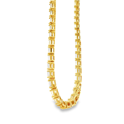 18k Yellow Gold 8.44ctw Half Way Emerald Cut Necklace