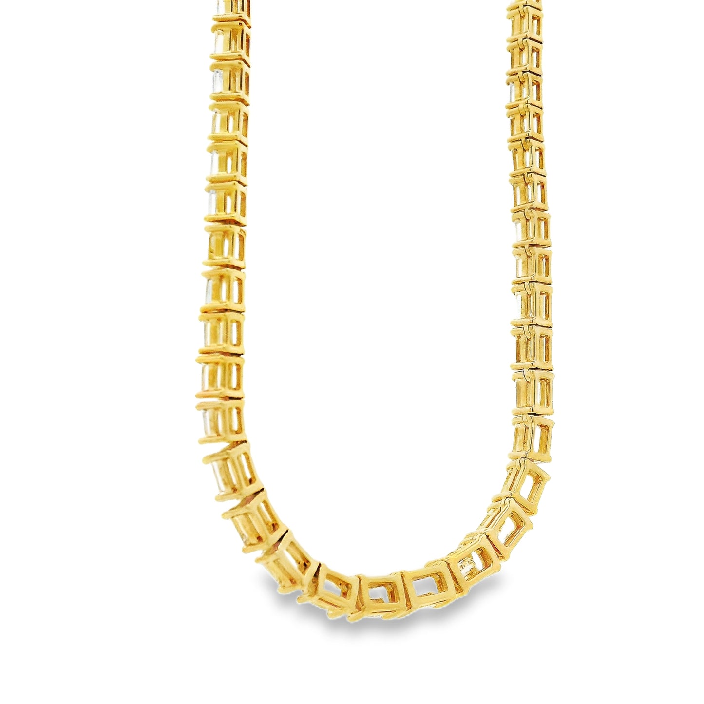 18k Yellow Gold 8.44ctw Half Way Emerald Cut Necklace