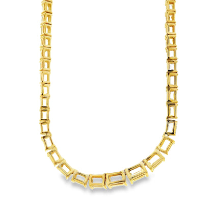 18k Yellow Gold 8.44ctw Half Way Emerald Cut Necklace