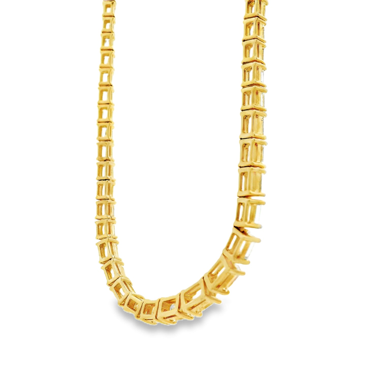 18k Yellow Gold 8.44ctw Half Way Emerald Cut Necklace